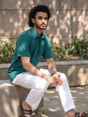 Organic Kala Cotton Shirt - Teal Statement