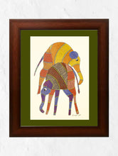 Load image into Gallery viewer, Original Gond Art Painting - The Elephant Duo (Unframed, 11.7&quot; x 8.3&quot;)