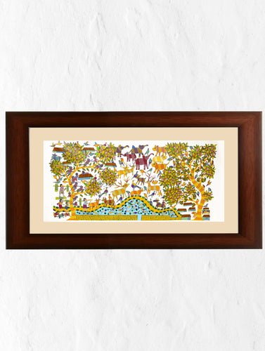 Original Gond Art Painting -  Narmada Whispers (Lifesize, Unframed 3ft x 6ft)