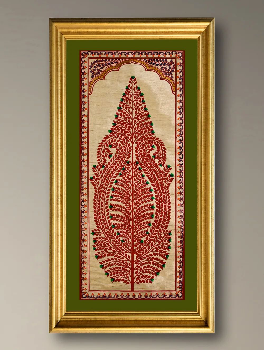 Load image into Gallery viewer, The Kalpavriksha Collection : Exclusive Pattachitra Art Silk Painting - Aruna Vriksha (Unframed with mount Height-20" ; Width-10")