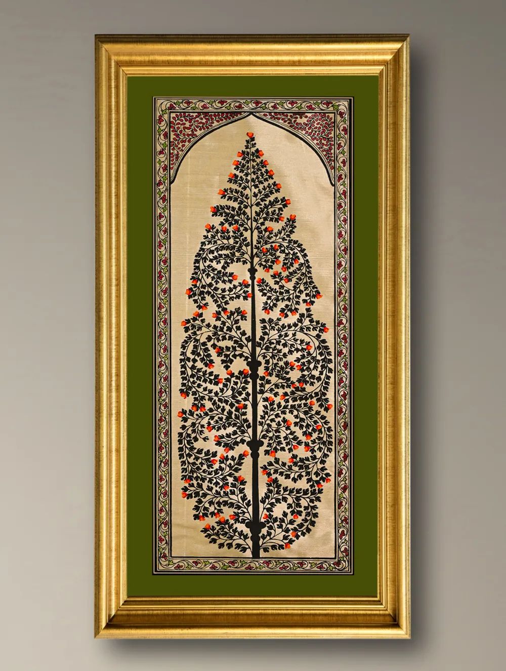 Load image into Gallery viewer, The Kalpavriksha Collection : Exclusive Pattachitra Art Silk Painting - Pallava (Unframed with mount Height-20" ; Width-10")