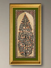 The Kalpavriksha Collection : Exclusive Pattachitra Art Silk Painting - Pallava (Unframed with mount Height-20" ; Width-10")