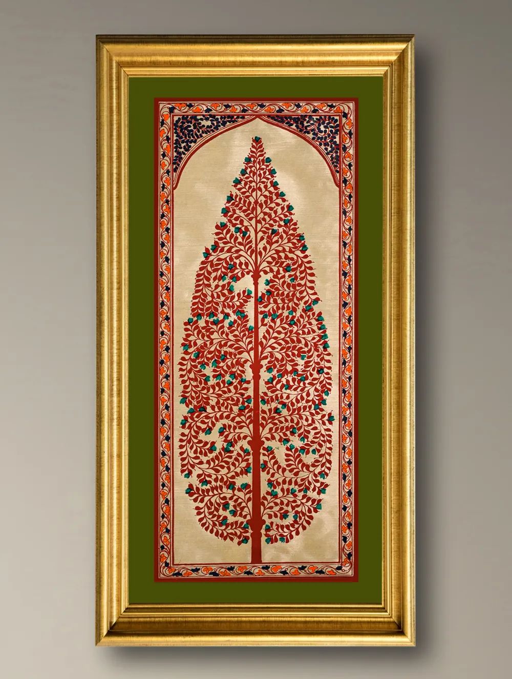 Load image into Gallery viewer, The Kalpavriksha Collection : Exclusive Pattachitra Art Silk Painting - Mandira (Unframed with mount Height-20" ; Width-10")