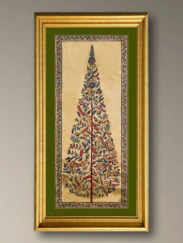 The Kalpavriksha Collection : Exclusive Pattachitra Art Silk Painting - Mayura Valli (Unframed with mount Height-20