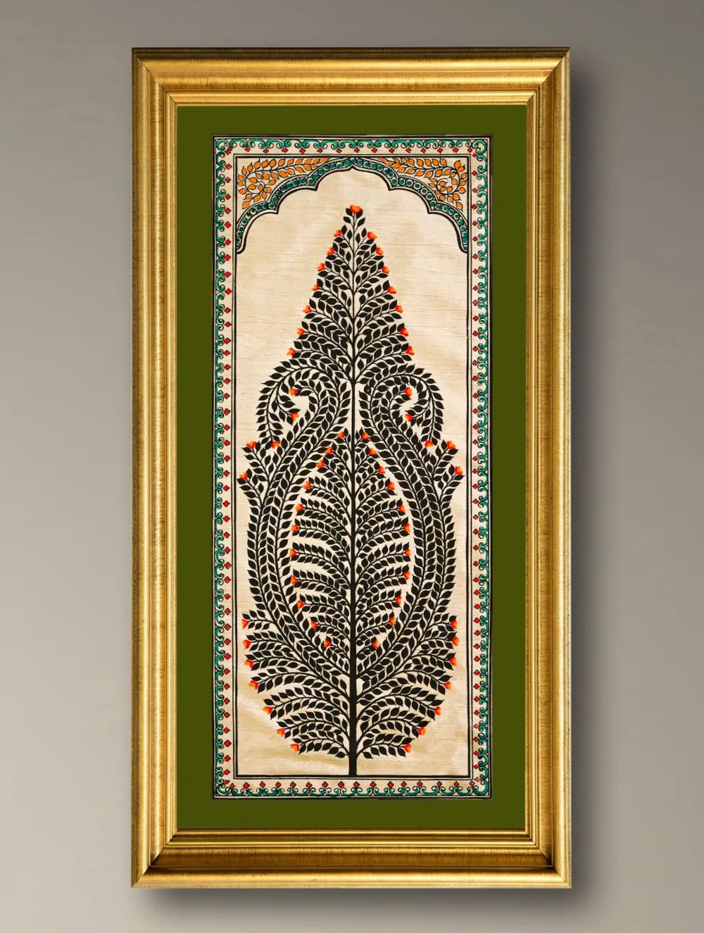 The Kalpavriksha Collection : Exclusive Pattachitra Art Silk Painting - Shyamala (Unframed with mount Height-20" ; Width-10")