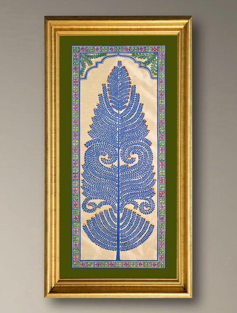 The Kalpavriksha Collection : Exclusive Pattachitra Art Silk Painting - Neel Tarangini Unframed with mount (Height-20" ; Width-10")