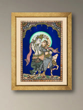 Load image into Gallery viewer, Handpainted Pattachitra Silk Painting - Nritya Madhava (Unframed with mount 20.5" X 14")