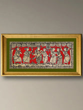Load image into Gallery viewer, Handpainted Pattachitra Silk Painting - Rakta Raas (Unframed with mount 9.5" X 20.5")