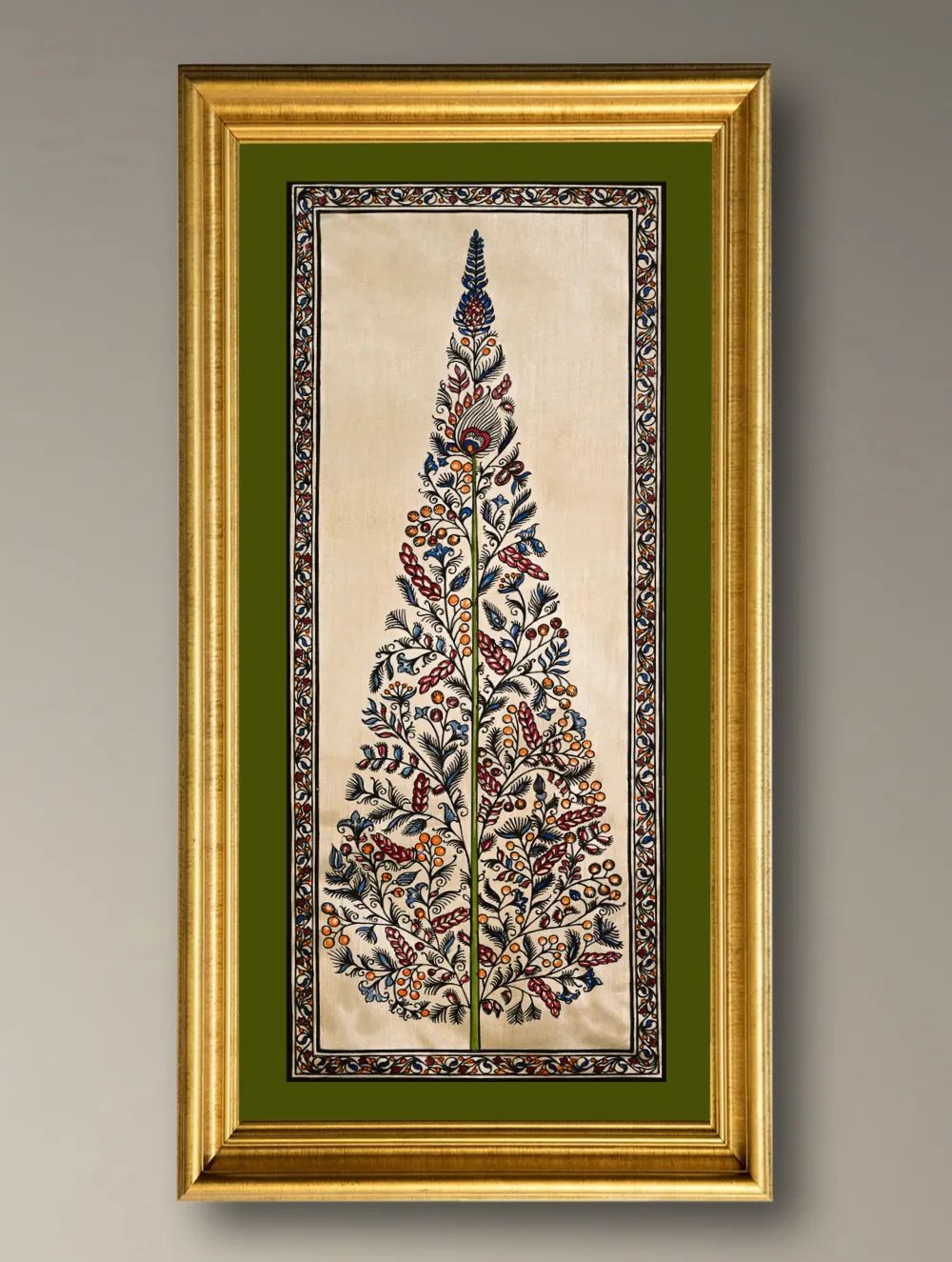 The Kalpavriksha Collection : Exclusive Pattachitra Art Silk Painting - Mayuri (Unframed with mount Height-20" ; Width-10")