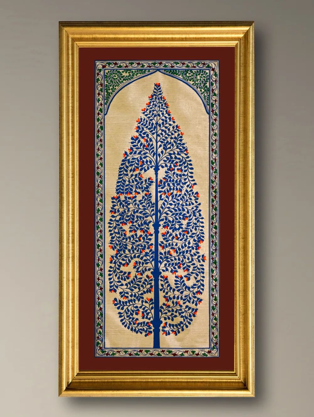 Load image into Gallery viewer, The Kalpavriksha Collection : Exclusive Pattachitra Art Silk Painting - Neel Kamala (Unframed with mount Height-20" ; Width-10")