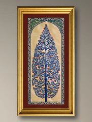 The Kalpavriksha Collection : Exclusive Pattachitra Art Silk Painting - Neel Kamala (Unframed with mount Height-20" ; Width-10")