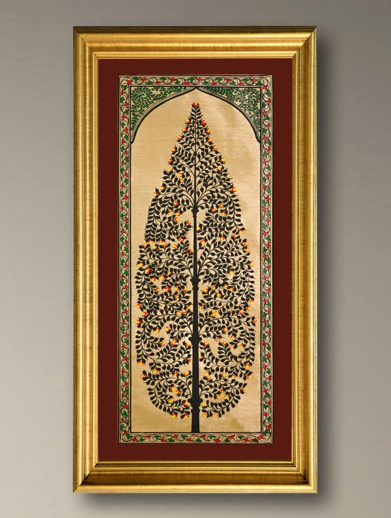 The Kalpavriksha Collection : Exclusive Pattachitra Art Silk Painting - Ojaswini (Unframed with mount Height-20" ; Width-10") 