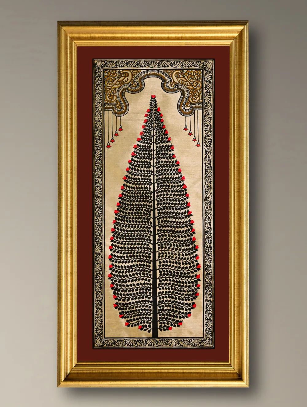 The Kalpavriksha Collection : Exclusive Pattachitra Art Silk Painting - Shyamila (Unframed with mount Height-20" ; Width-10")