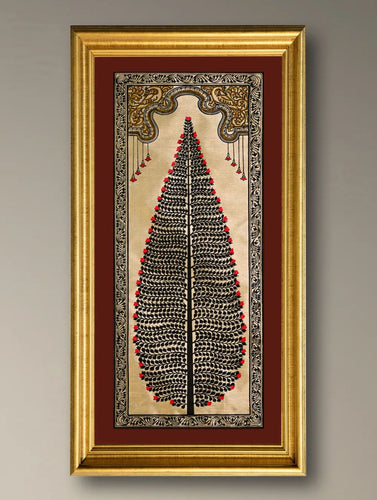 The Kalpavriksha Collection : Exclusive Pattachitra Art Silk Painting - Shyamila (Unframed with mount Height-20