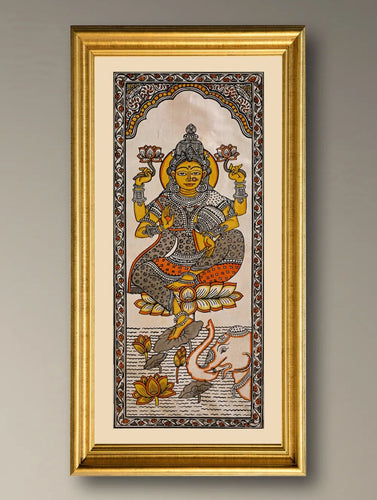 Handpainted Pattachitra Silk Painting - Padmini (Unframed with mount 20.5