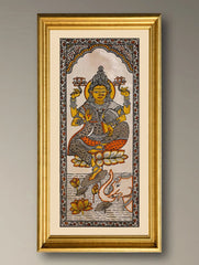 Handpainted Pattachitra Silk Painting - Padmini (Unframed with mount 20.5" X 9.5")