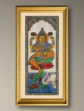 Load image into Gallery viewer, Handpainted Pattachitra Silk Painting - Kamala (Unframed with mount 20.5" X 9.5")