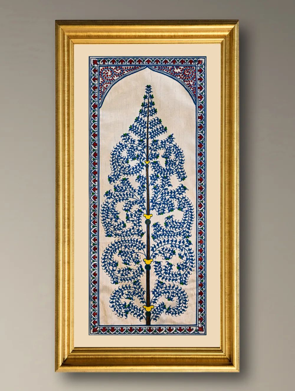 The Kalpavriksha Collection : Exclusive Pattachitra Art Silk Painting - Neel Manjari (Unframed with mount Height-20" ; Width-10")