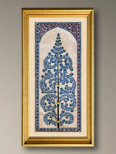 The Kalpavriksha Collection : Exclusive Pattachitra Art Silk Painting - Neel Manjari (Unframed with mount Height-20