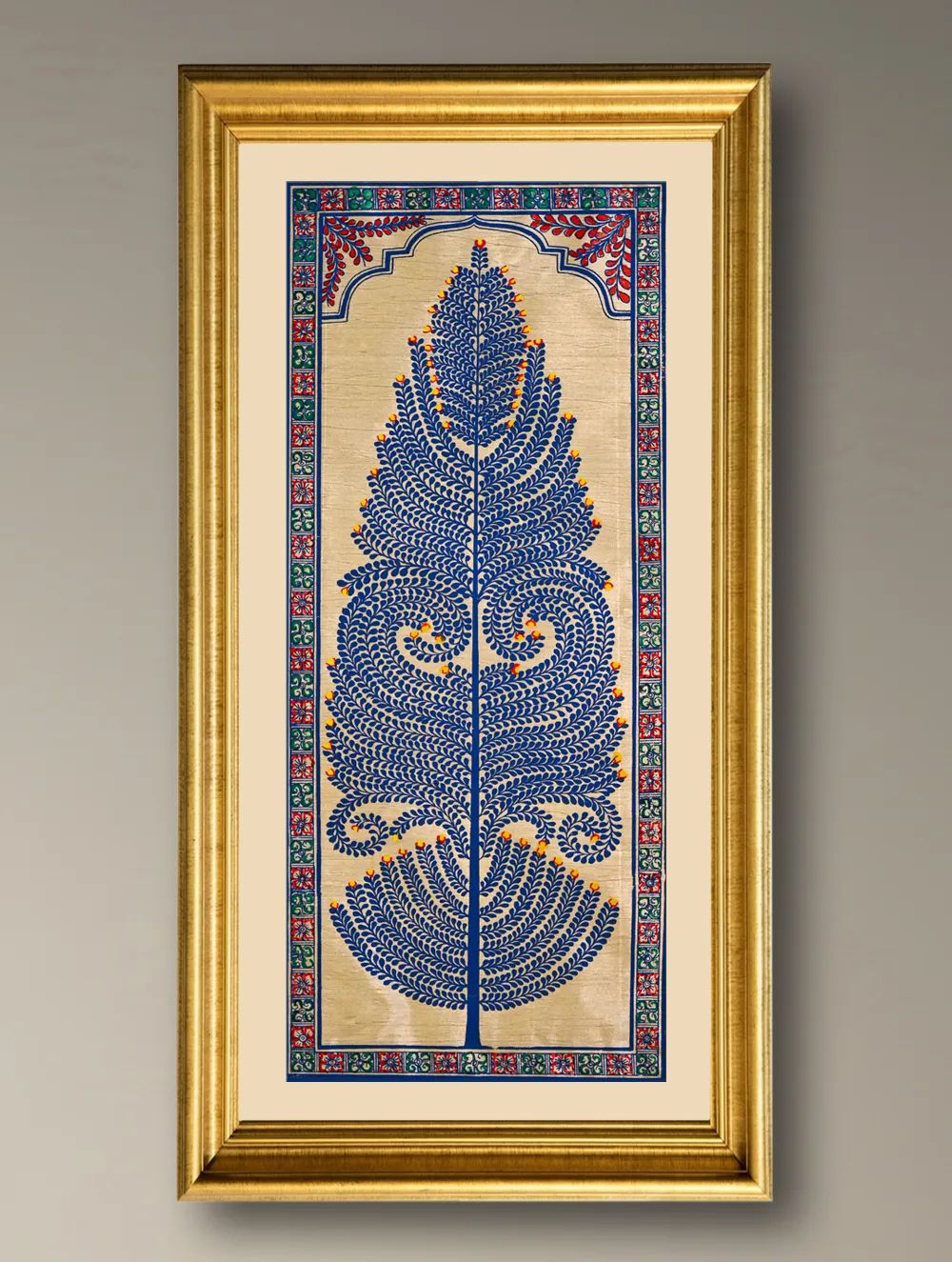 Load image into Gallery viewer, The Kalpavriksha Collection : Exclusive Pattachitra Art Silk Painting - N?lavar?a (Unframed with mount Height-20" ; Width-10")