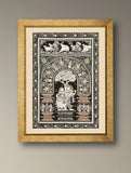 Handpainted Pattachitra Canvas Painting - Madhava Mandpa (Unframed Height-19