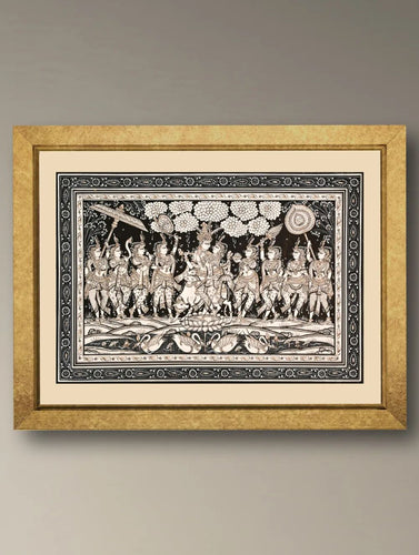 Handpainted Pattachitra Canvas Painting - Raas Panchadhyayi (Unframed Height-19