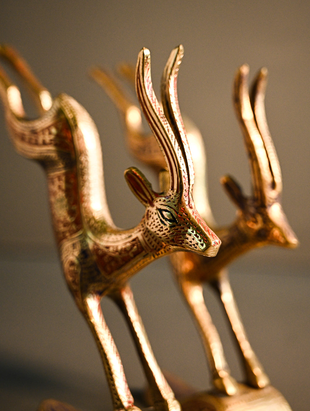 Brass Engraved Curios - The Galloping Herd (Set of 2)