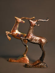 Brass Engraved Curios - The Twin Stags (Set of 2)