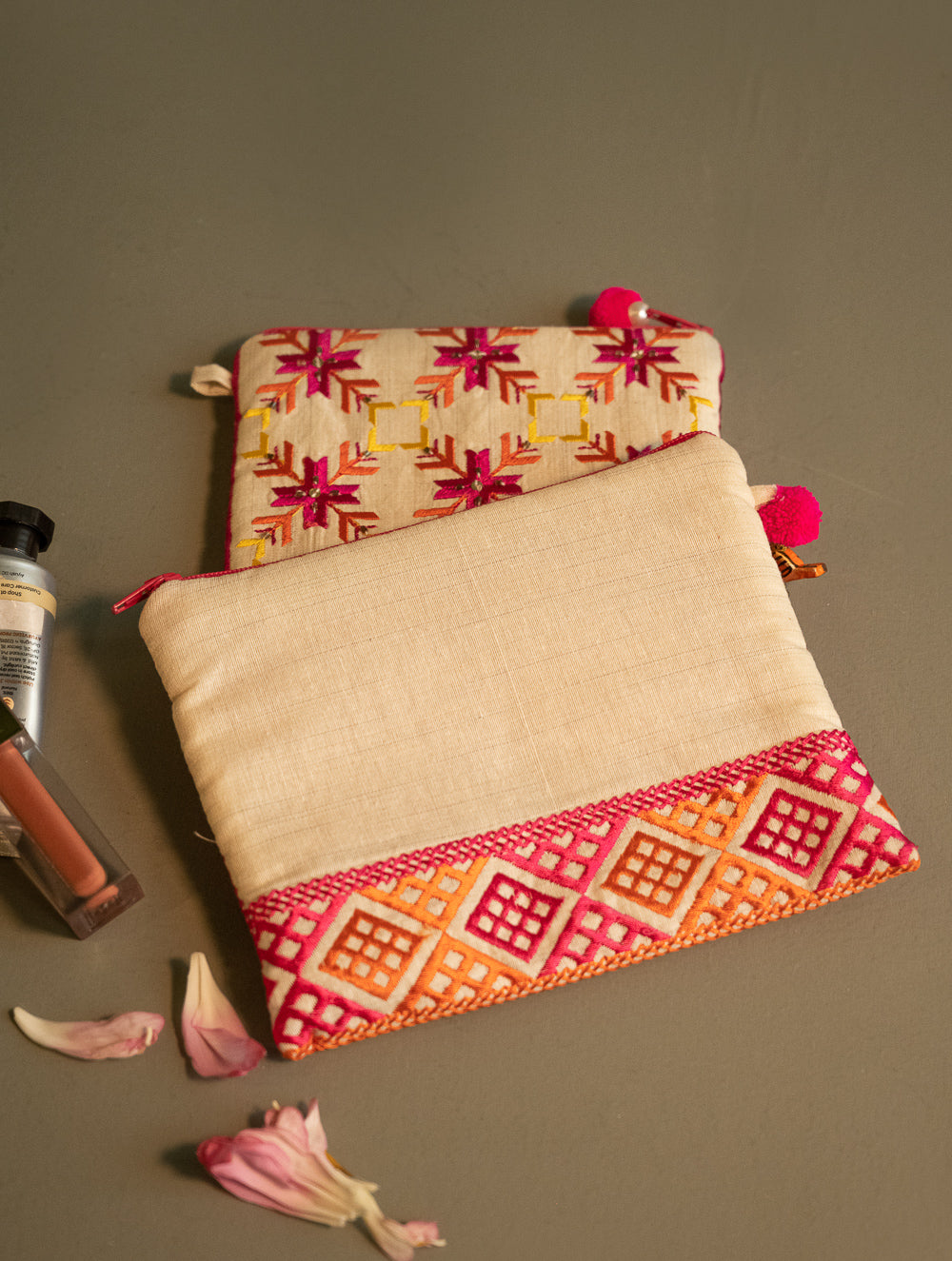 Load image into Gallery viewer, Phulkari Coin Pouch and Wallet - Amber Threads (Set of 2) 