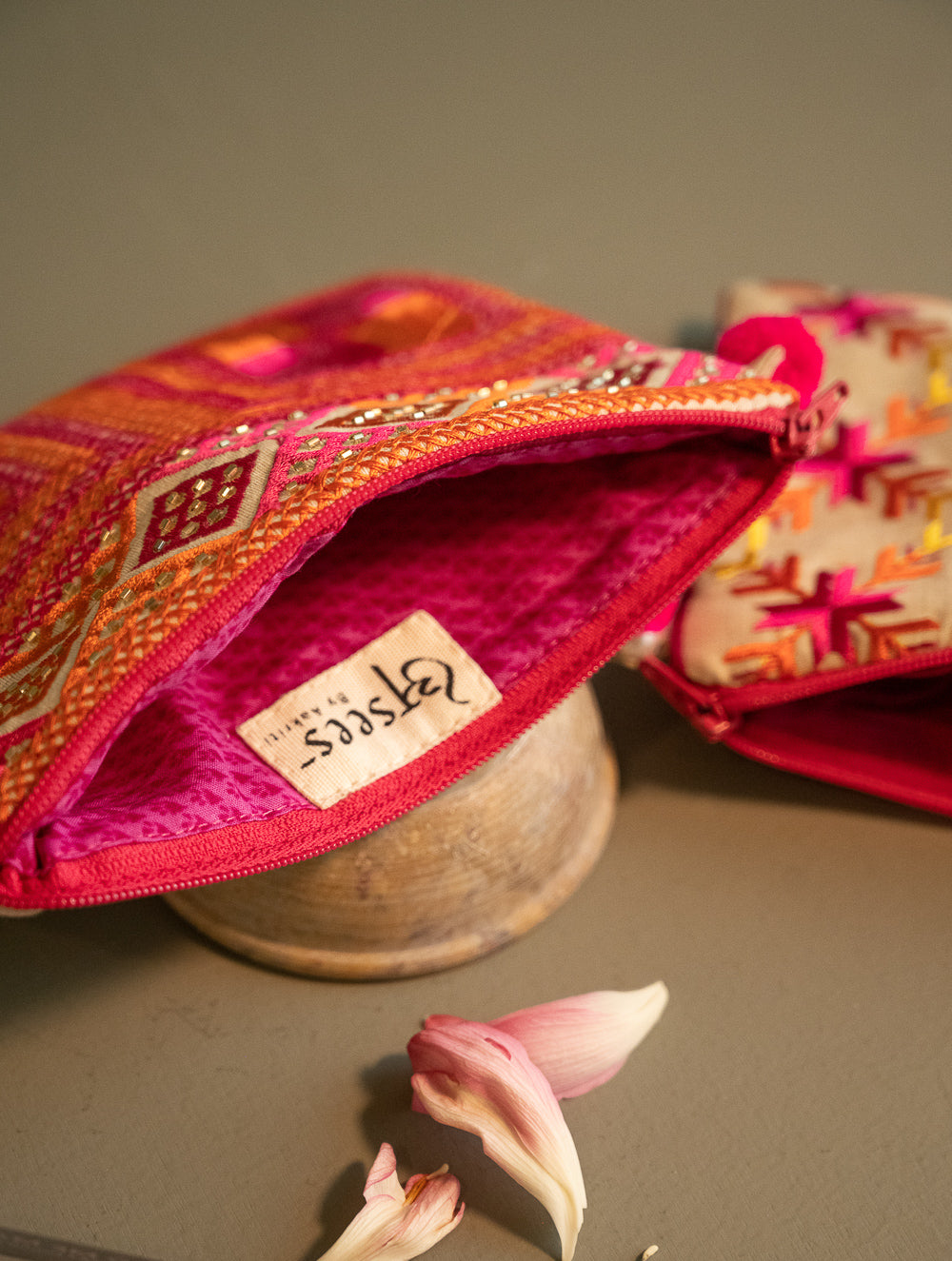 Load image into Gallery viewer, Phulkari Coin Pouch and Wallet - Amber Threads (Set of 2) 