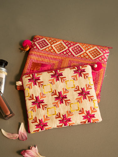 Phulkari Coin Pouch and Wallet - Amber Threads (Set of 2) 