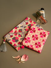 Load image into Gallery viewer, Phulkari Coin Pouch and Wallet - Blush &amp; Ash (Set of Two)