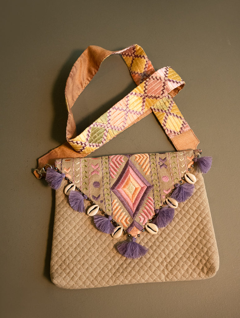 Phulkari Sling Bag - Lilac Diamonds 