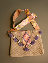 Load image into Gallery viewer, Phulkari Sling Bag - Lilac Diamonds 