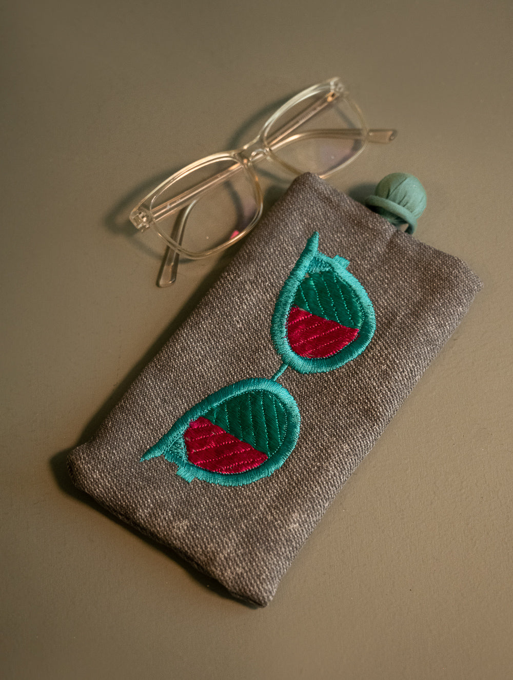 Load image into Gallery viewer, Phulkari Spectacle Case - Teal &amp; Rose