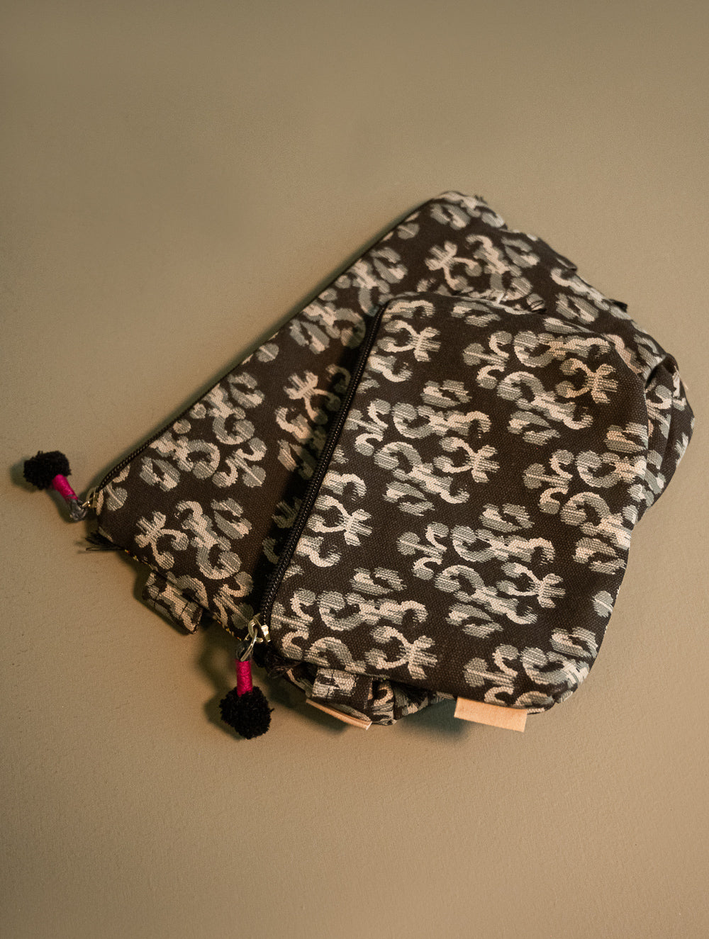 Load image into Gallery viewer, Phulkari Utility Pouches - Raven &amp; Rosé (Set of Two)