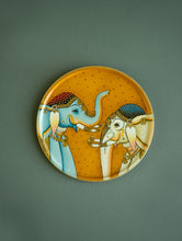 Load image into Gallery viewer, Pichwai Art Wooden Wall Plate / Table Curio - The Elephants