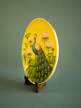 Load image into Gallery viewer, Pichwai Art Wooden Wall Plate / Table Curio - The Peacock