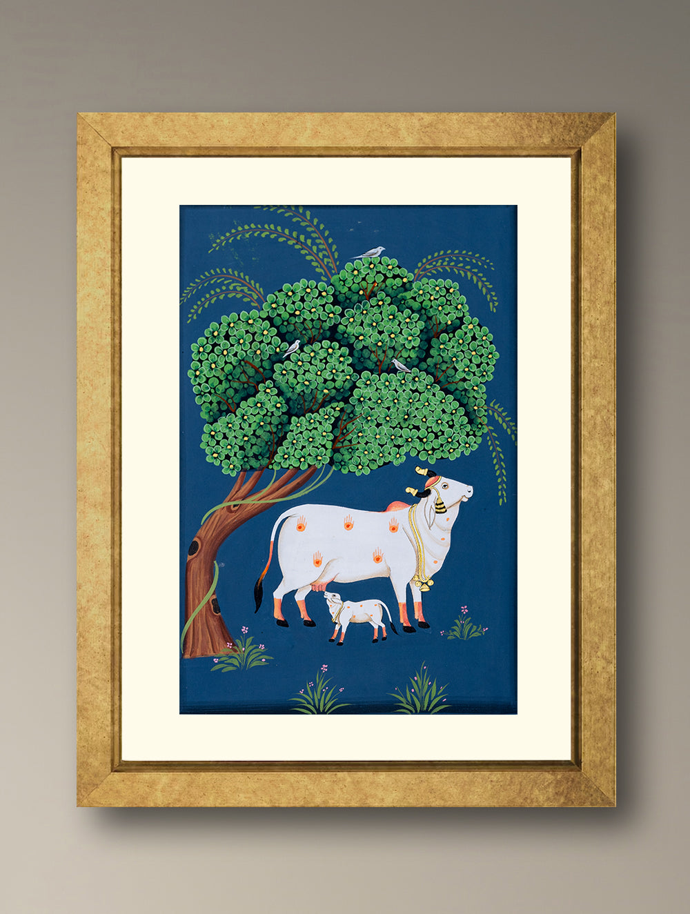 Load image into Gallery viewer, Pichwai Painting - Dhenu Vatsalya (Unframed 12" x 9'')