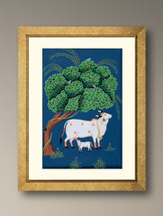 Pichwai Painting - Dhenu Vatsalya (Unframed 12" x 9'')