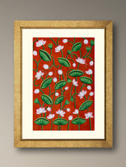 Pichwai Painting - Kamal Talai Vermilion (Unframed 24" x 18'')