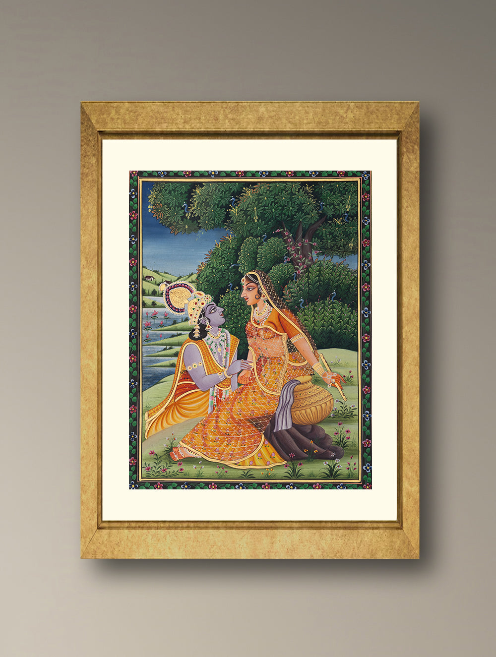 Load image into Gallery viewer, Pichwai Painting - Radha Krishna Silent Raga (Unframed 12" x 9")