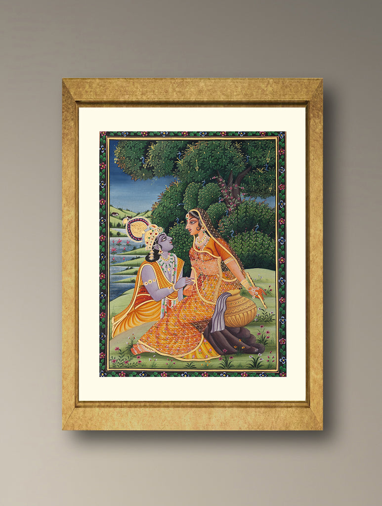 Pichwai Painting - Radha Krishna Silent Raga (Unframed 12" x 9")