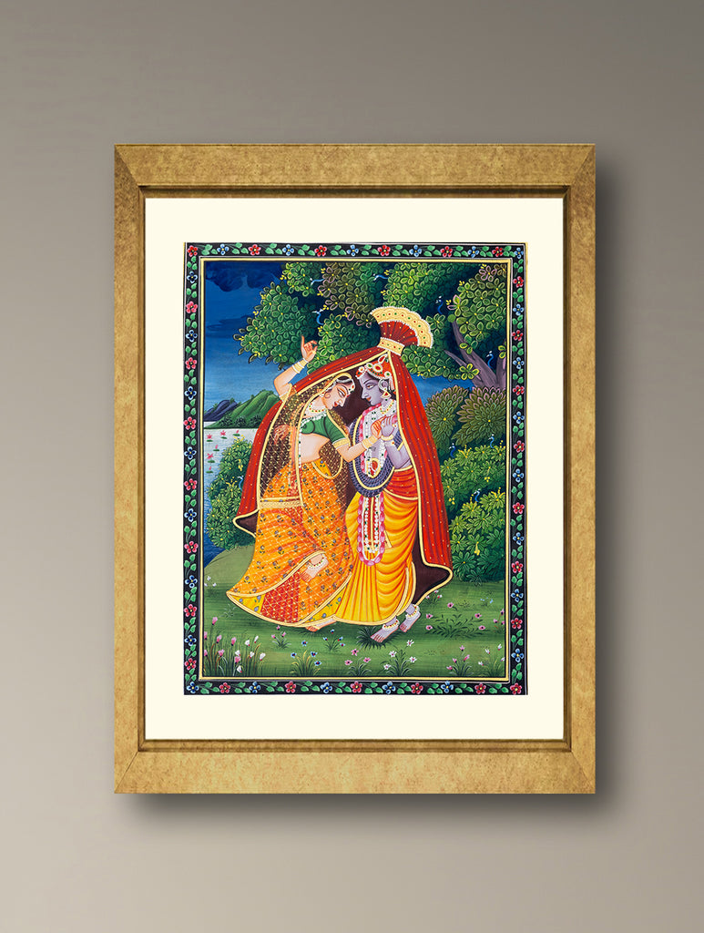 Pichwai Painting - Radha Krishna Van Vihar (Unframed 12" x 9")