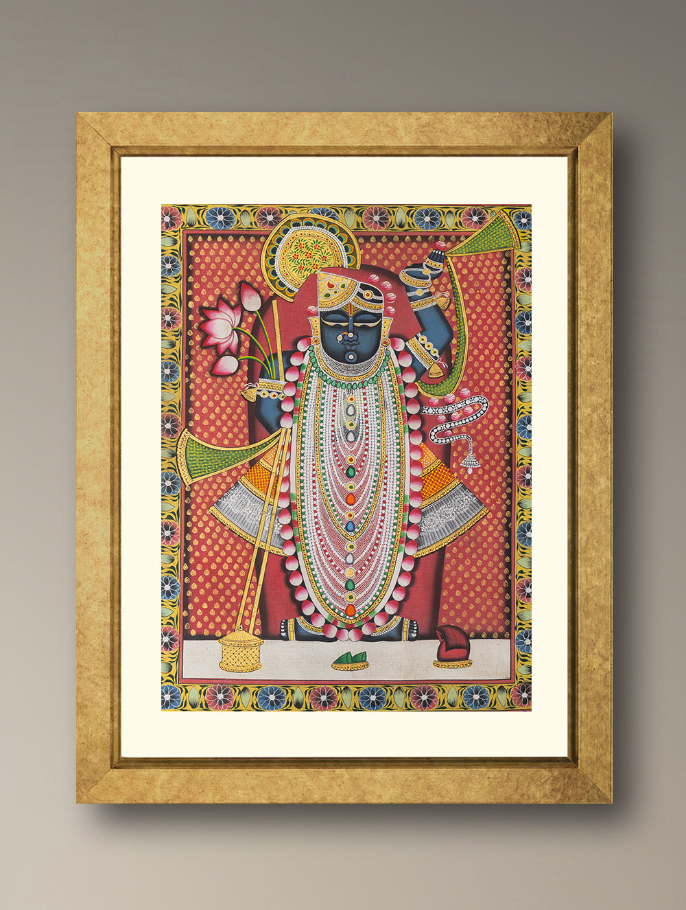 Load image into Gallery viewer, Pichwai Painting - Shrinathji, The Moonlit Majesty (Unframed 36" x 24'')