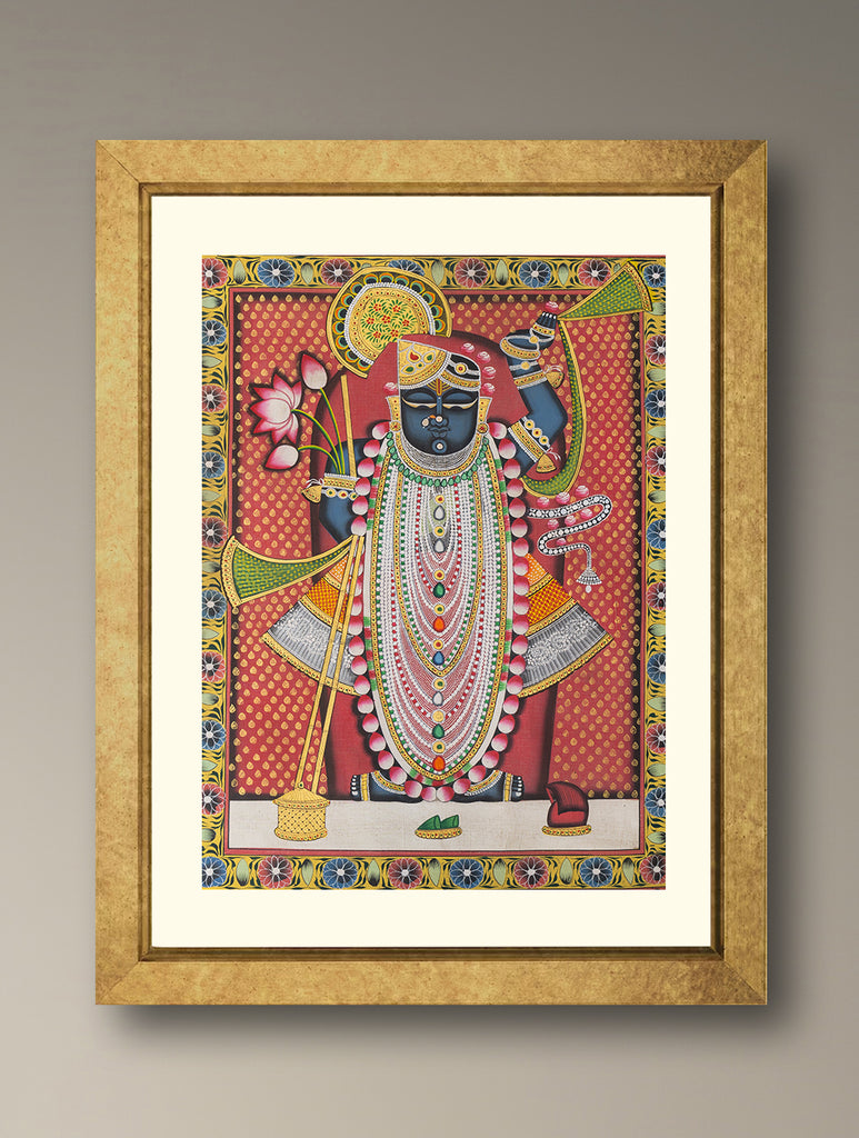 Pichwai Painting - Shrinathji, The Moonlit Majesty (Unframed 36" x 24'')