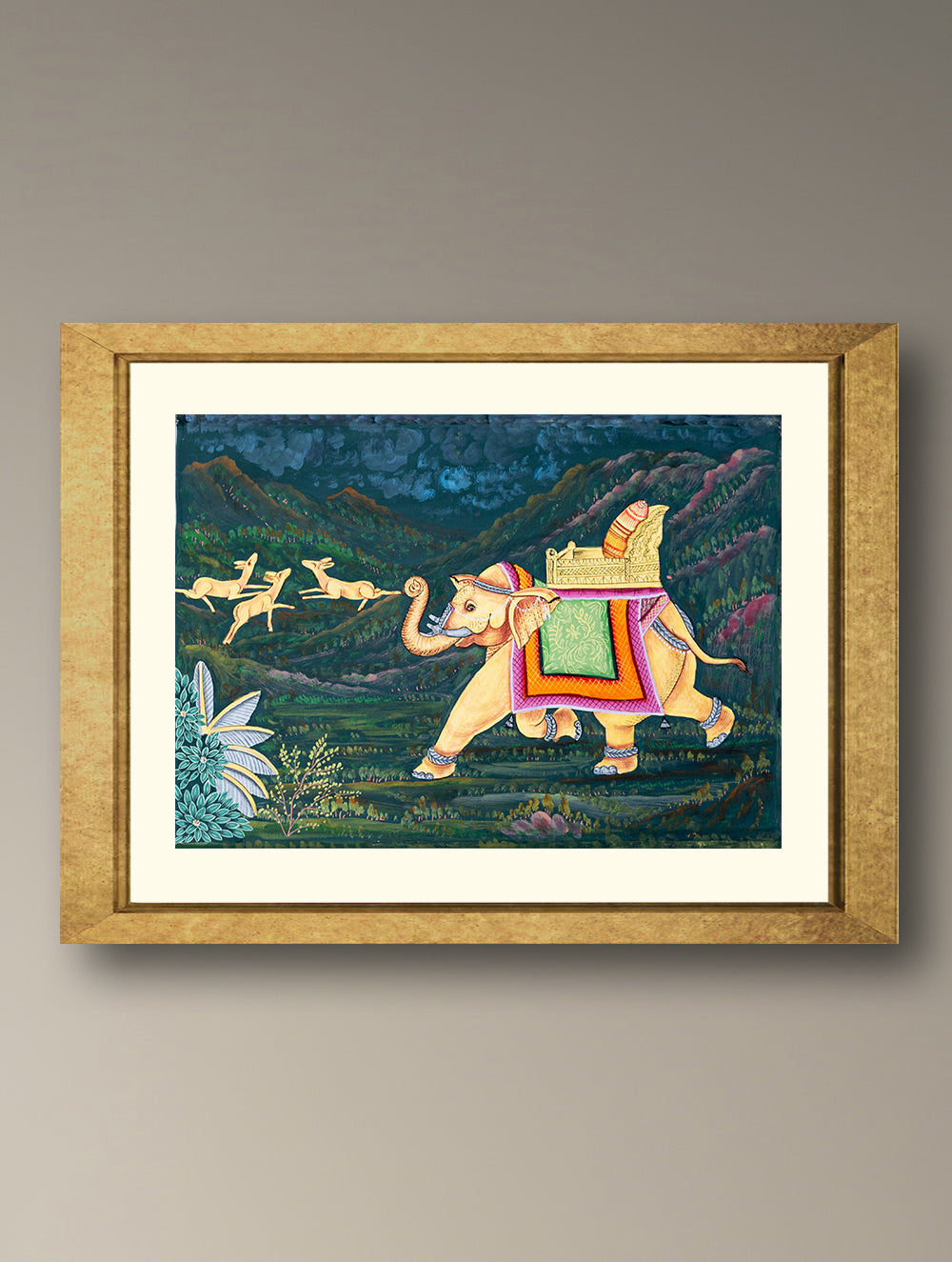 Load image into Gallery viewer, Pichwai Painting - Tusker in Tranquillity (Unframed 12" x 9")