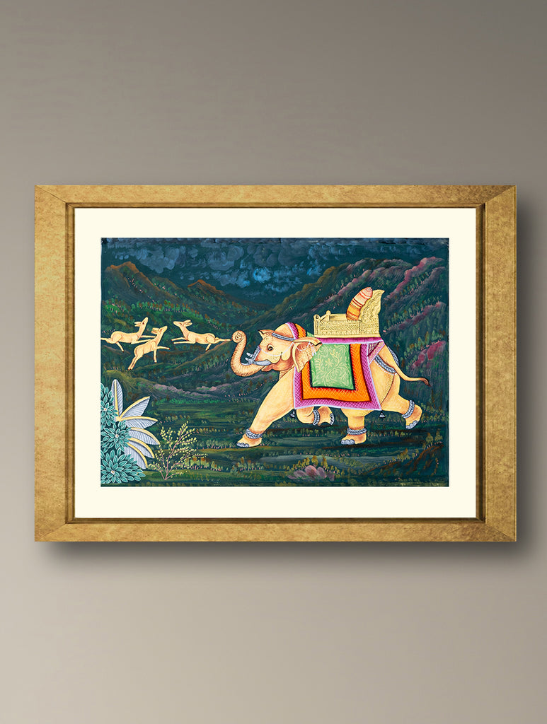 Pichwai Painting - Tusker in Tranquillity (Unframed 12" x 9")