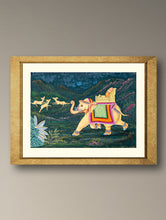 Load image into Gallery viewer, Pichwai Painting - Tusker in Tranquillity (Unframed 12" x 9")