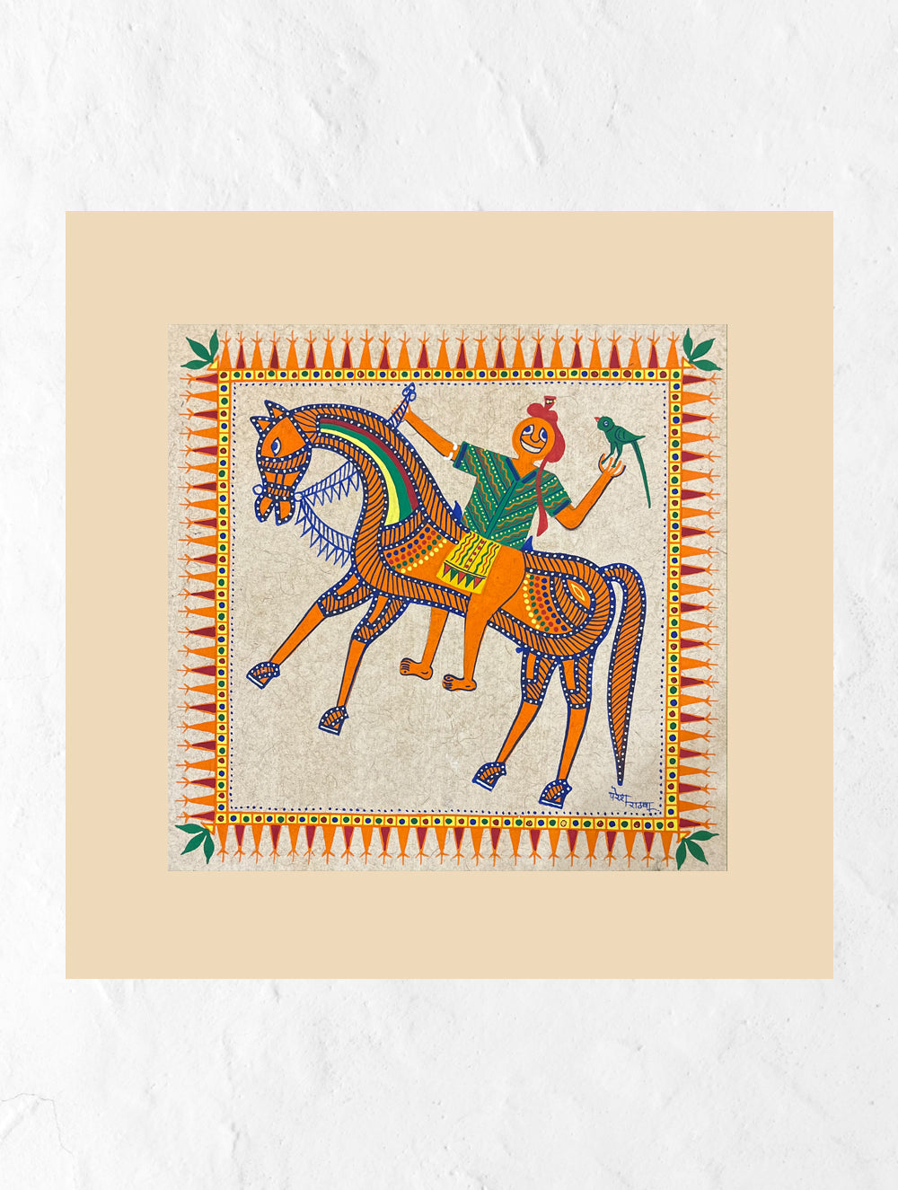 Pithora Painting - Man & Horse